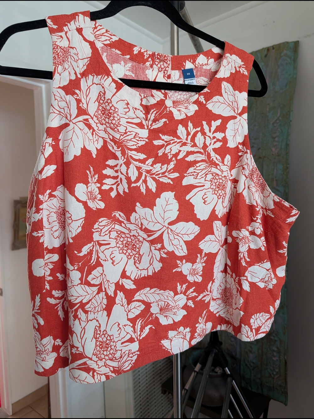 Women’s Coral & White Floral Sleeveless Tank Top And Skirt